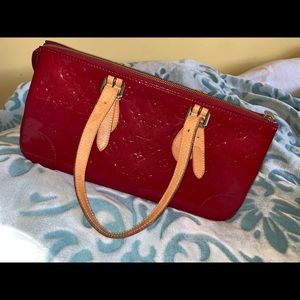 louis vuitton handbag red patent leather